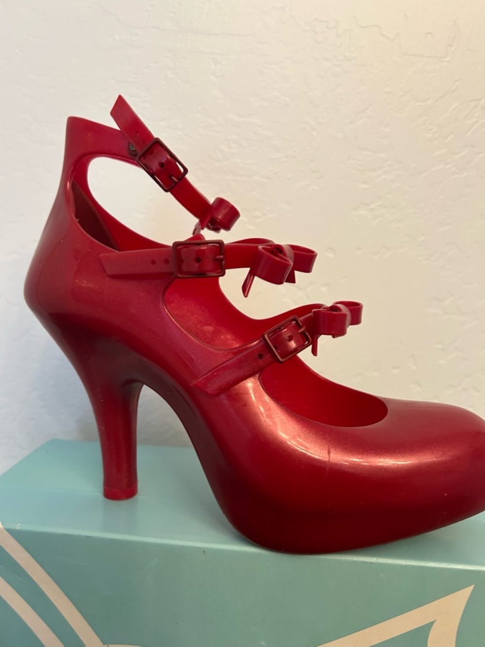 Vivienne Westwood Anglomania glossy red Melissa heels NWT!! - Picture 6 of 9